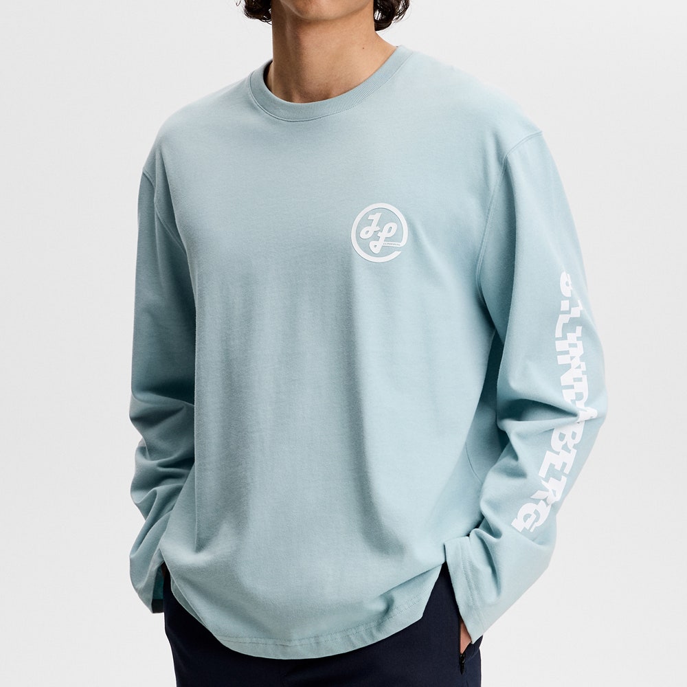 J.Lindeberg Golf T-Shirt - Walsh LS Print Tee - Forget-Me-Not SS26