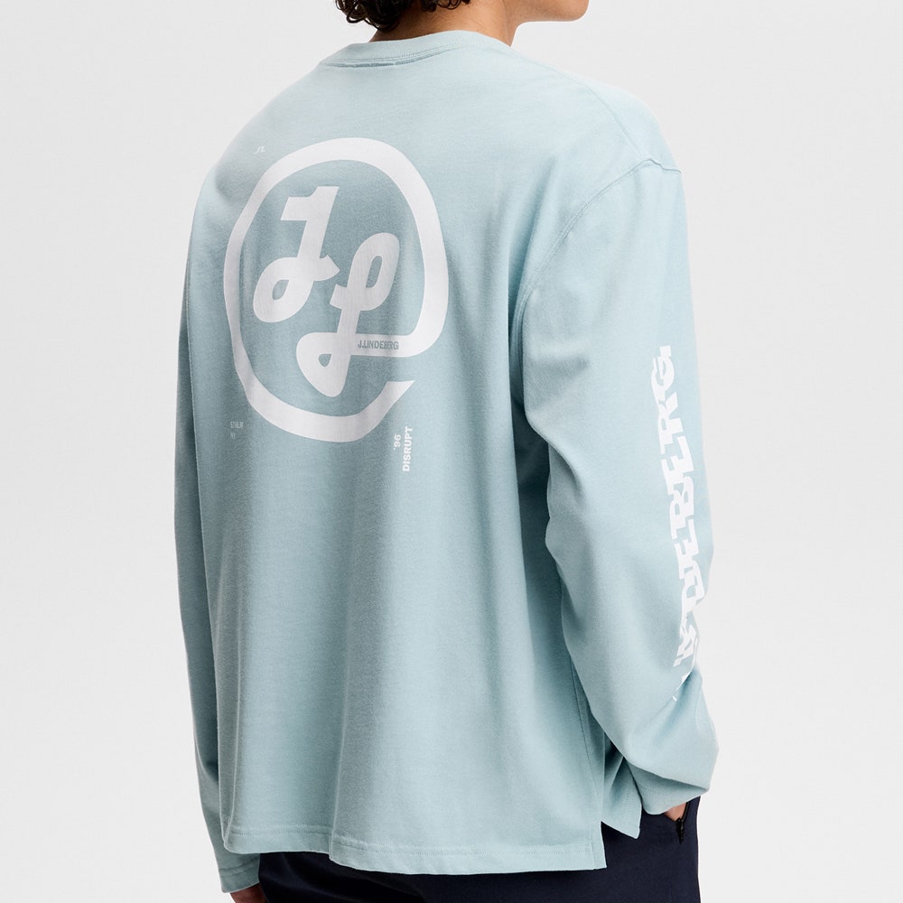 J.Lindeberg Golf T-Shirt - Walsh LS Print Tee - Forget-Me-Not SS26