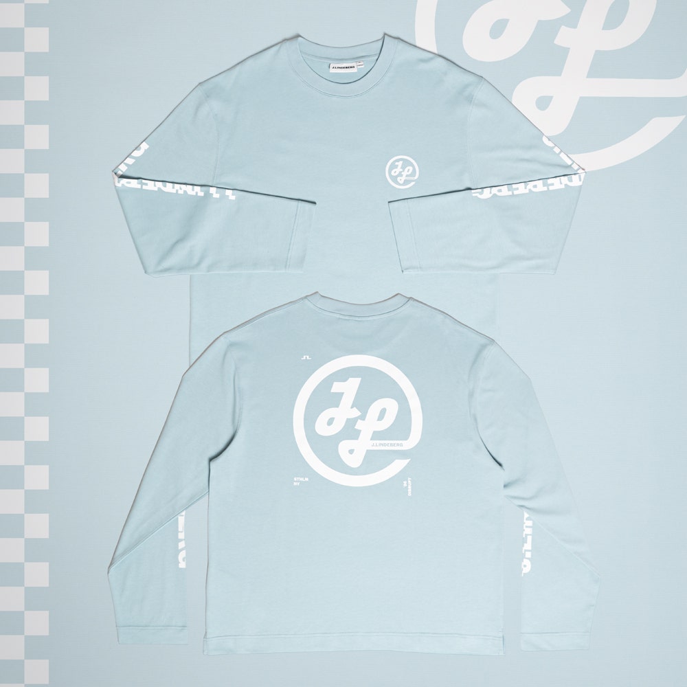 J.Lindeberg Golf T-Shirt - Walsh LS Print Tee - Forget-Me-Not SS26