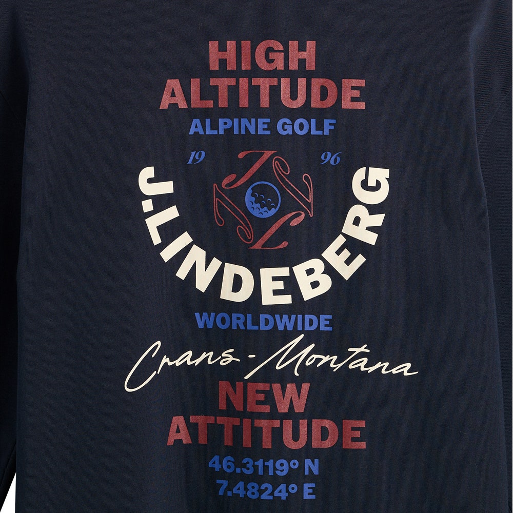J.Lindeberg Golf T-Shirt - Walsh LS Print Tee - JL Navy AW26