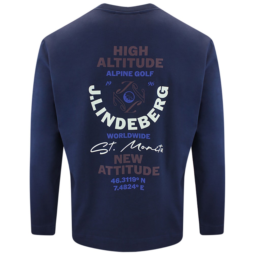 J.Lindeberg Golf T-Shirt - Walsh LS Print Tee - JL Navy AW26