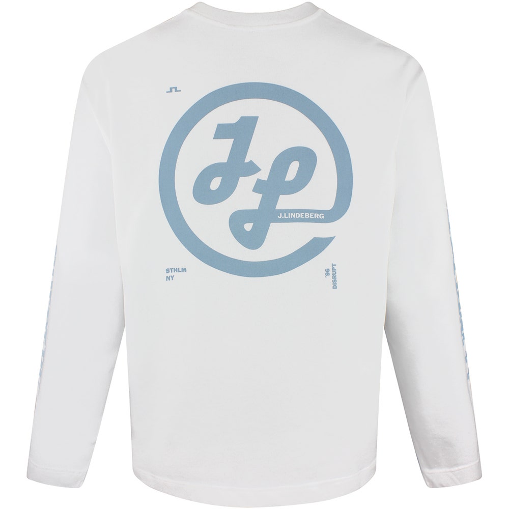 J.Lindeberg Golf T-Shirt - Walsh LS Print Tee - White SS26