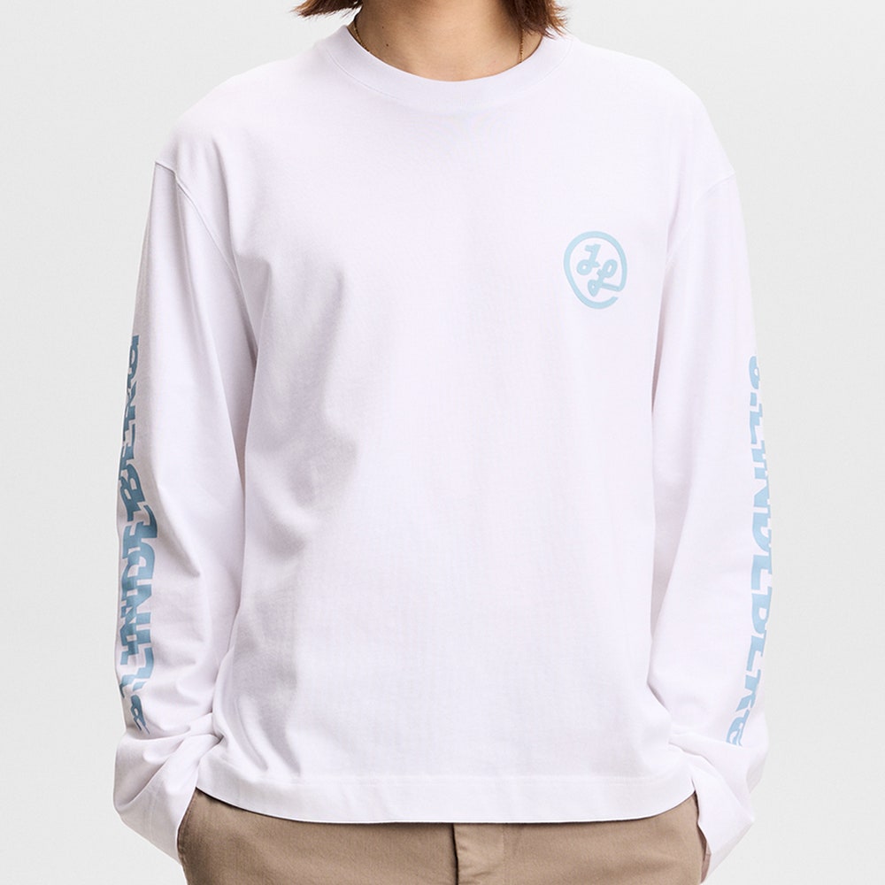 J.Lindeberg Golf T-Shirt - Walsh LS Print Tee - White SS26