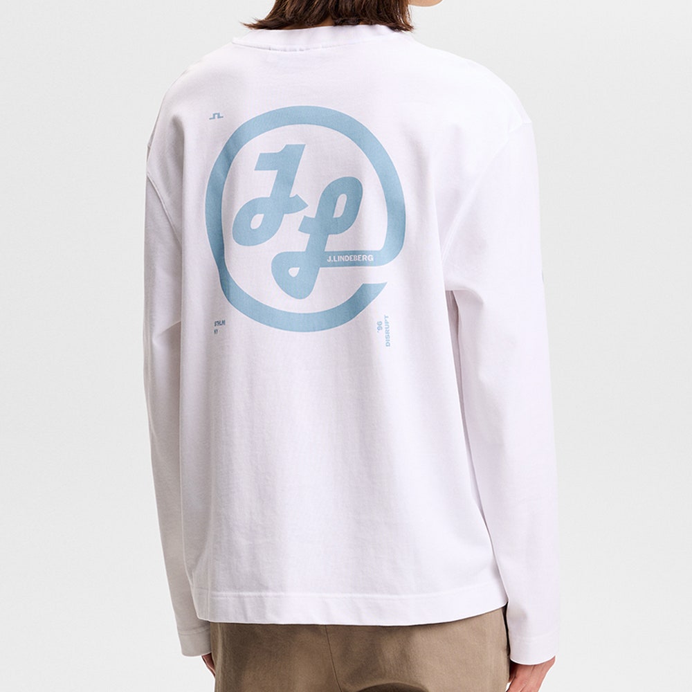 J.Lindeberg Golf T-Shirt - Walsh LS Print Tee - White SS26