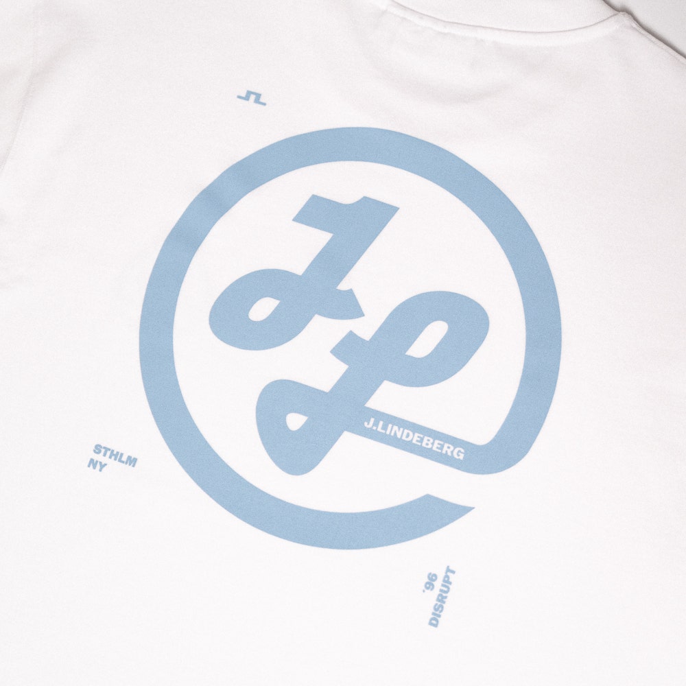J.Lindeberg Golf T-Shirt - Walsh LS Print Tee - White SS26