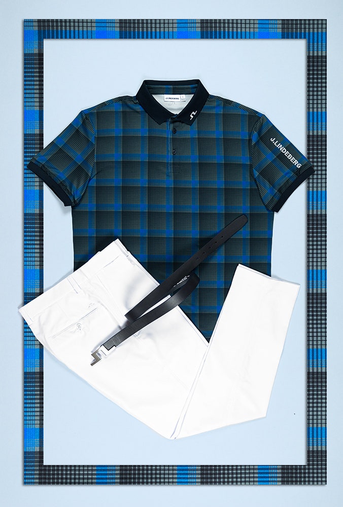 J.Lindeberg - Tartan Print Golf Polo Shirt - Outfit Inspiration 2026