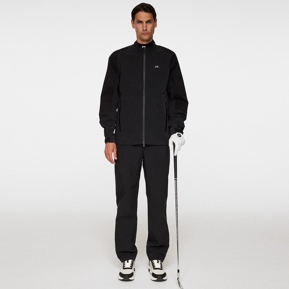 J.Lindeberg Waterproof Golf Jacket - Mateo 3L Pro FZ - Black AW25