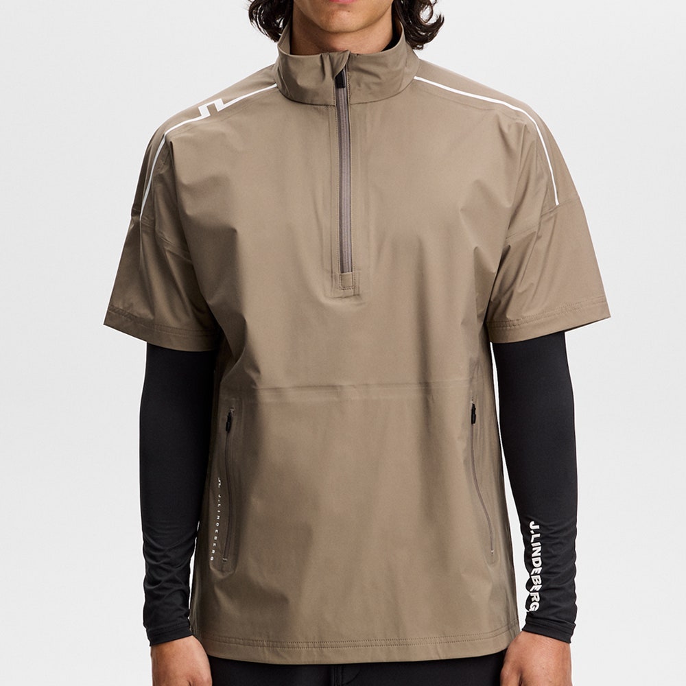 J.Lindeberg Waterproof Golf Jacket - Shay Rain Shirt - Brindle AW26