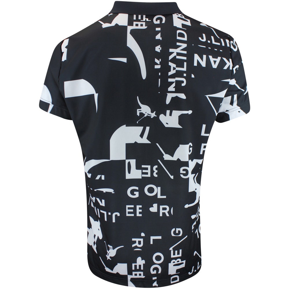 J.Lindeberg x Kangol Golf Shirt - Miro Print Polo - Black PF25