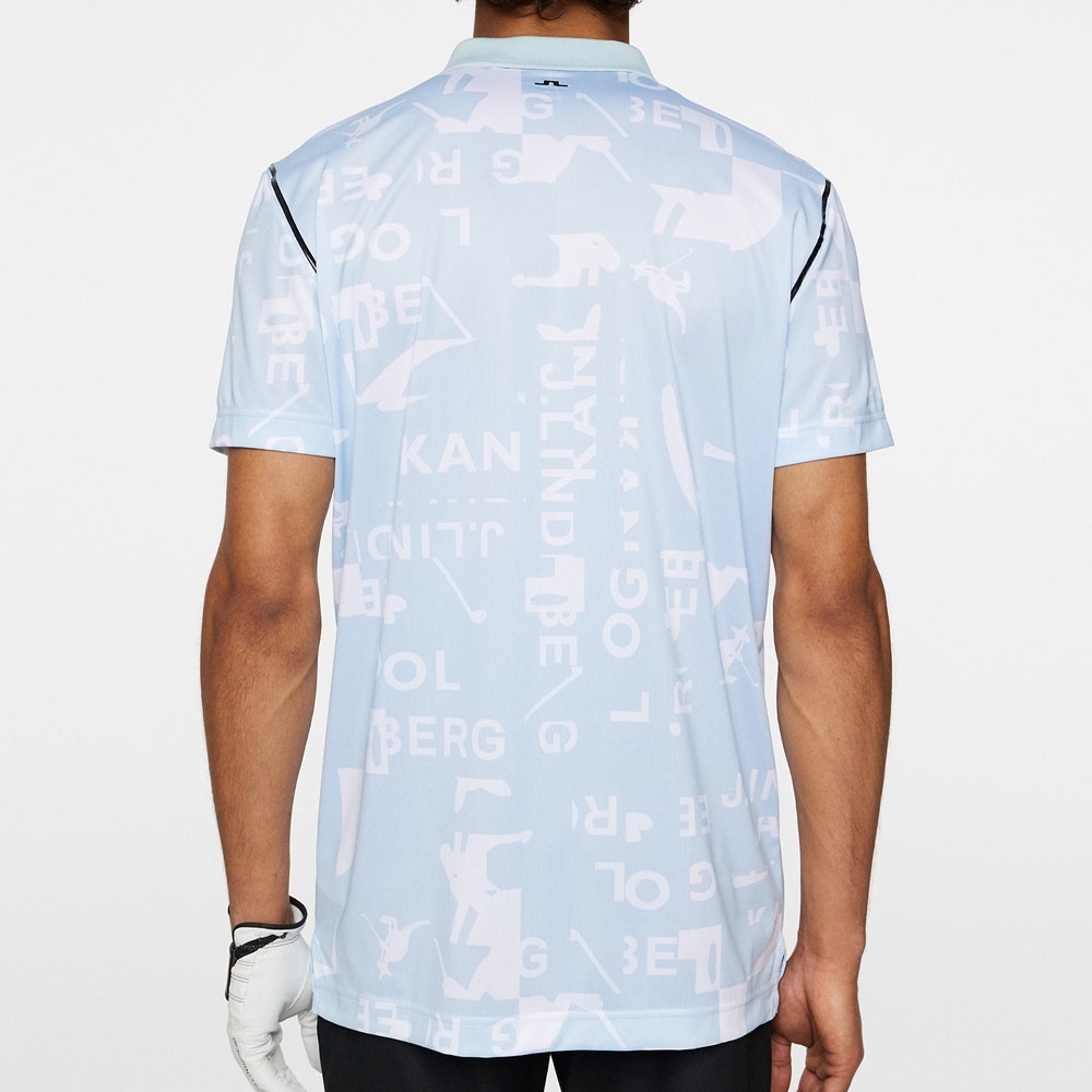 J.Lindeberg x Kangol Golf Shirt - Miro Print Polo - Winter Sky PF25