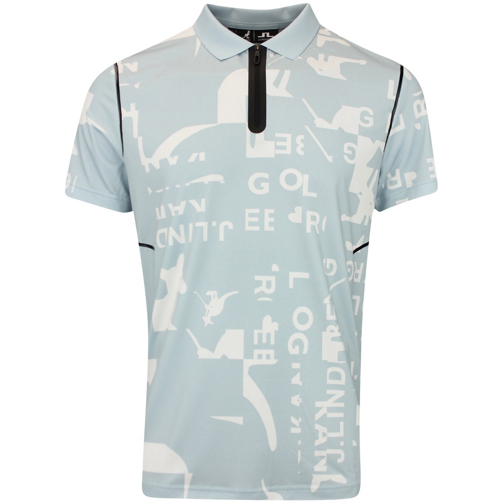 J.Lindeberg x Kangol Golf Shirt - Miro Print Polo - Winter Sky PF25