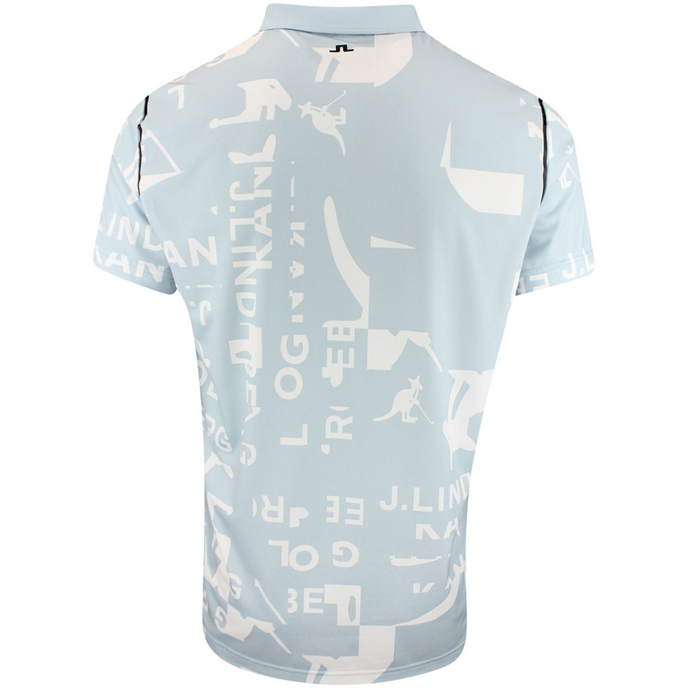 J.Lindeberg x Kangol Golf Shirt - Miro Print Polo - Winter Sky PF25