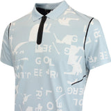 J.Lindeberg x Kangol Golf Shirt - Miro Print Polo - Winter Sky PF25