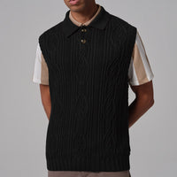Jordan Golf Jumper - Signature Cable Knit Sweater Vest - Black SP26
