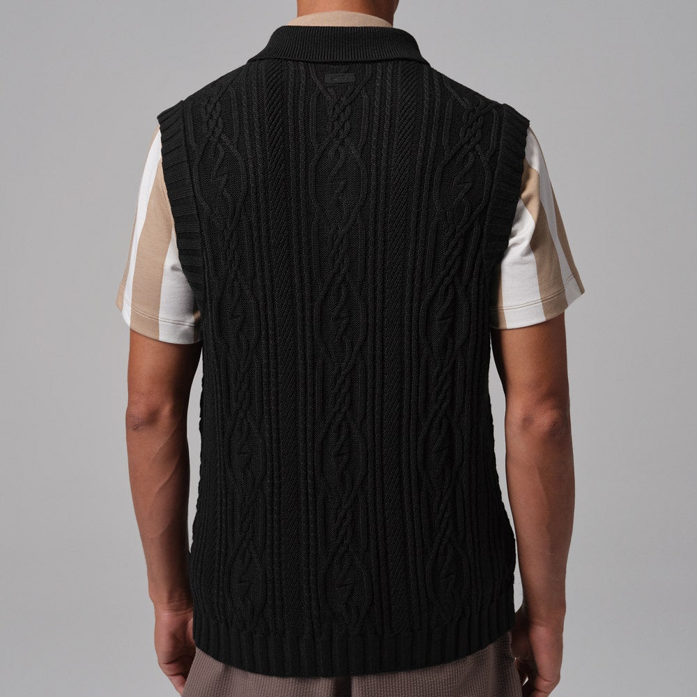 Jordan Golf Jumper - Signature Cable Knit Sweater Vest - Black SP26