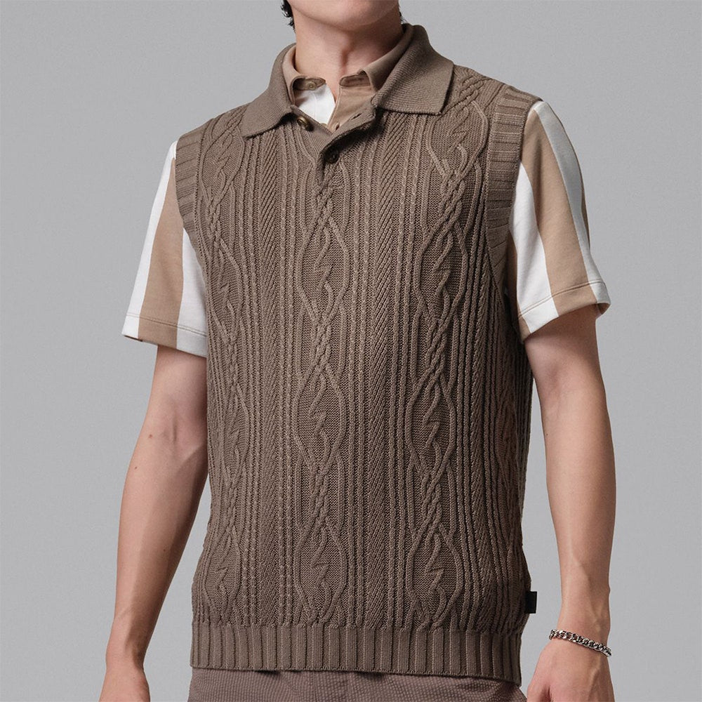 Jordan Golf Jumper - Signature Cable Knit Sweater Vest - Olive G. SP26