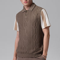 Jordan Golf Jumper - Signature Cable Knit Sweater Vest - Olive G. SP26