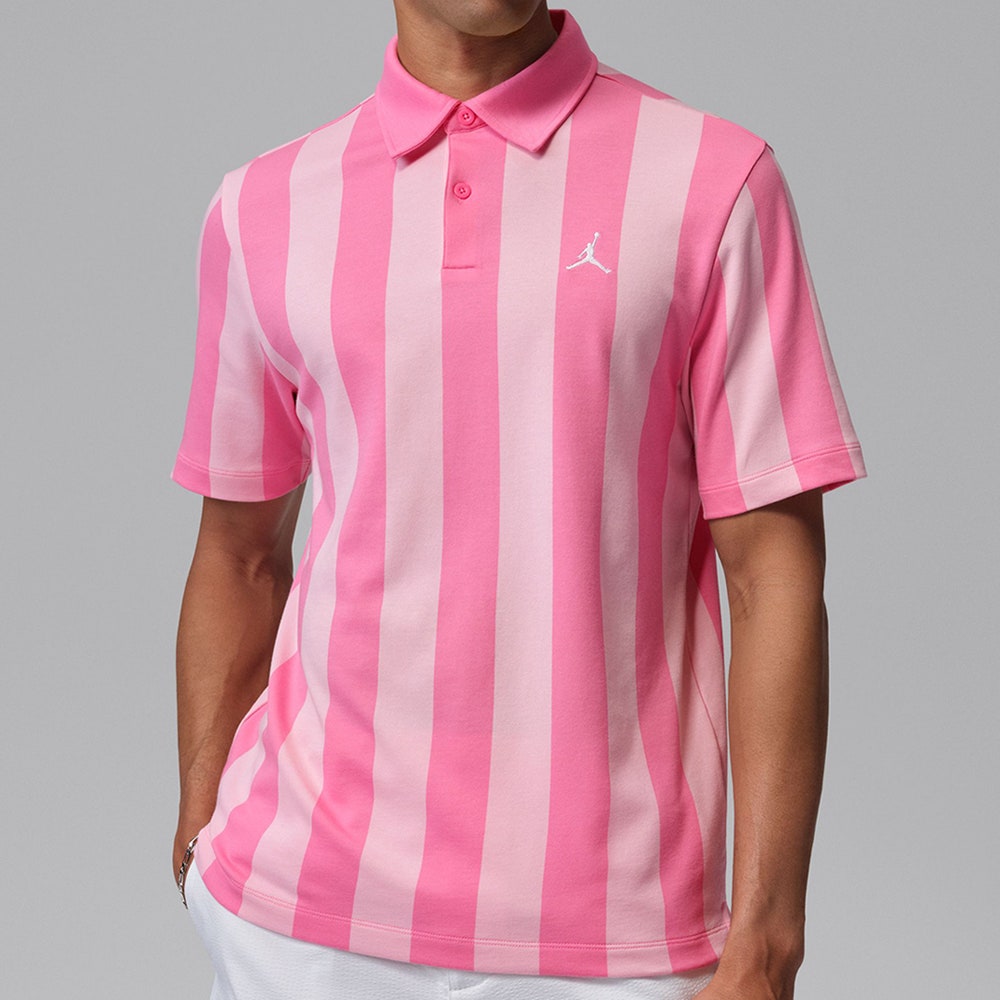 Jordan Golf Shirt - DF Sport Stripe Polo - Pink Glow SU26