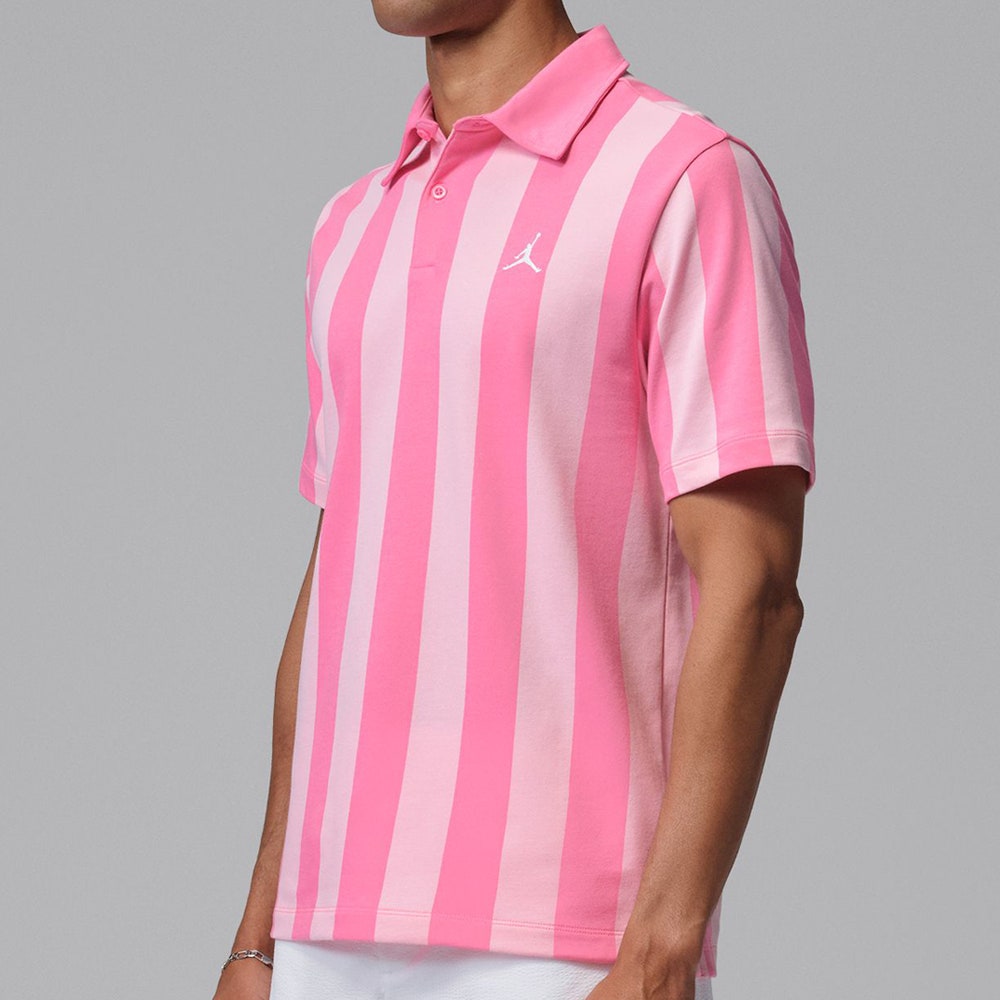 Jordan Golf Shirt - DF Sport Stripe Polo - Pink Glow SU26