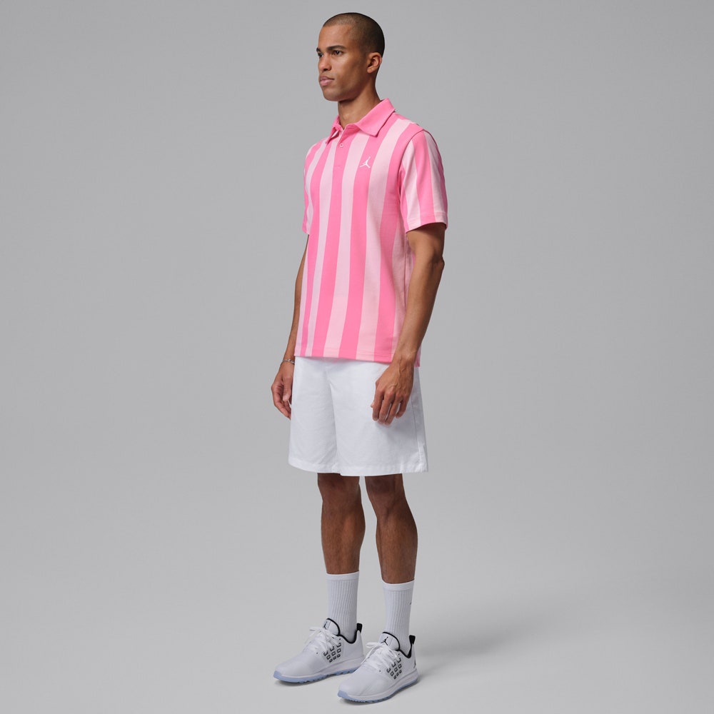 Jordan Golf Shirt - DF Sport Stripe Polo - Pink Glow SU26