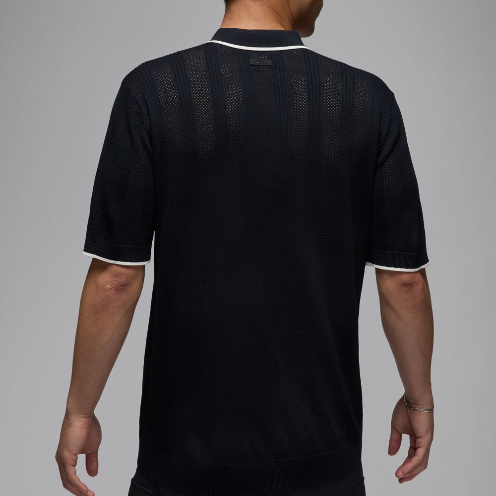 Jordan Golf Shirt - SS Button Down Knit Polo - Black FA25