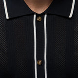Jordan Golf Shirt - SS Button Down Knit Polo - Black FA25