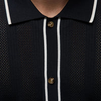 Jordan Golf Shirt - SS Button Down Knit Polo - Black FA25