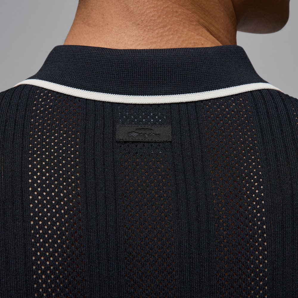 Jordan Golf Shirt - SS Button Down Knit Polo - Black FA25