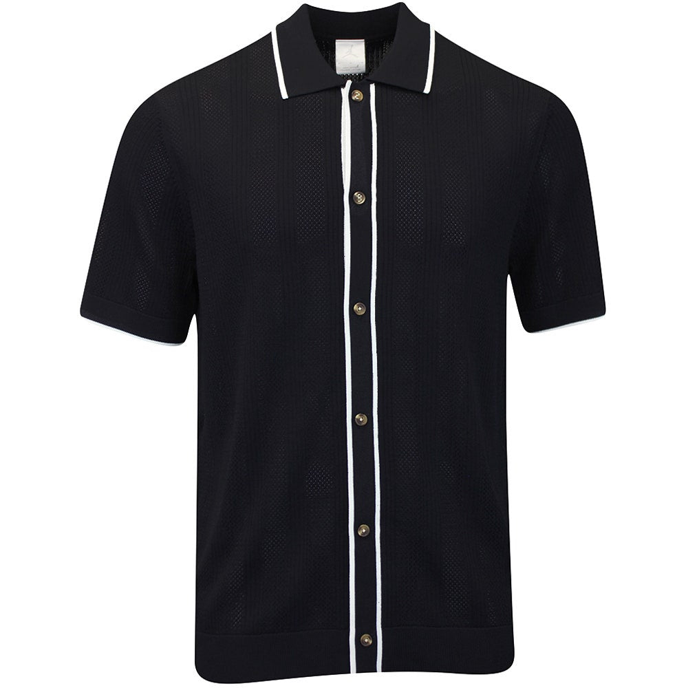 Jordan Golf Shirt - SS Button Down Knit Polo - Black FA25