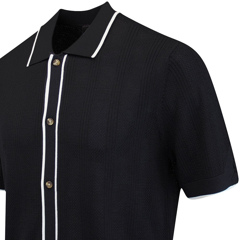 Jordan Golf Shirt - SS Button Down Knit Polo - Black FA25