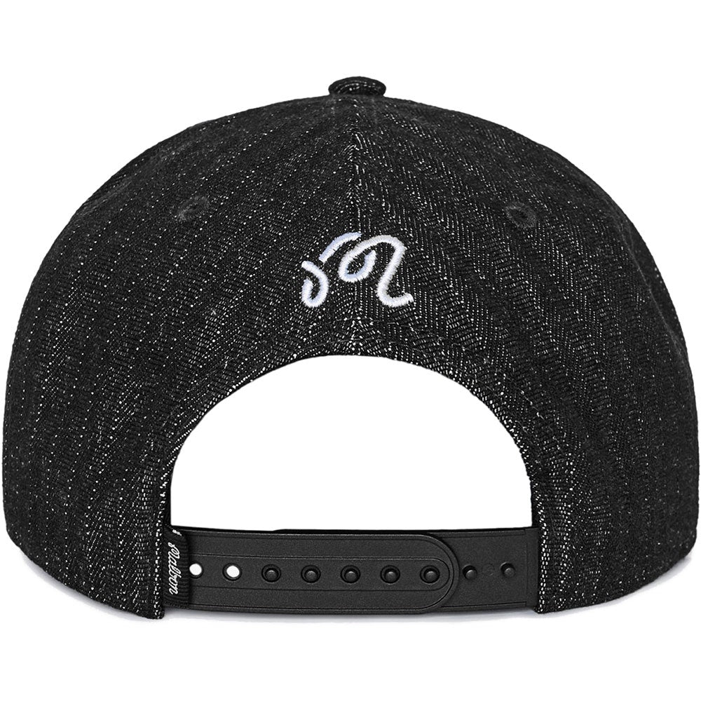 Malbon Golf Cap - Foreman Denim Snapback - Black Stone Washed FA26