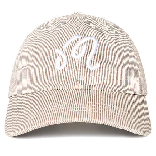 Malbon Golf Cap - Hickory Dad Hat - Hickory Brown Stripe FA26