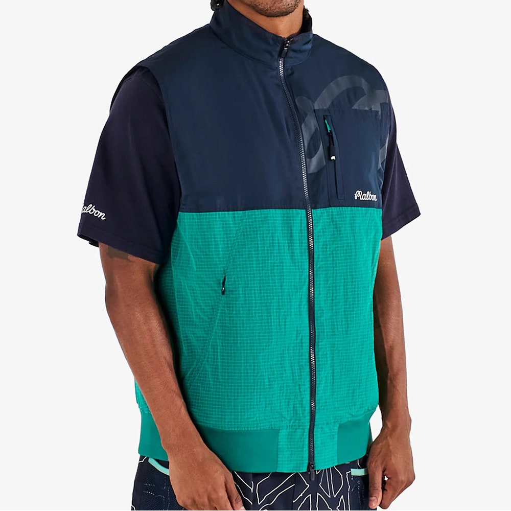 Malbon Golf Gilet - Finca Vest - Black - Marine Green SS26