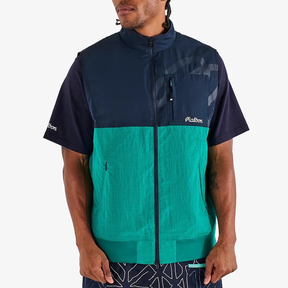 Malbon Golf Gilet - Finca Vest - Black - Marine Green SS26