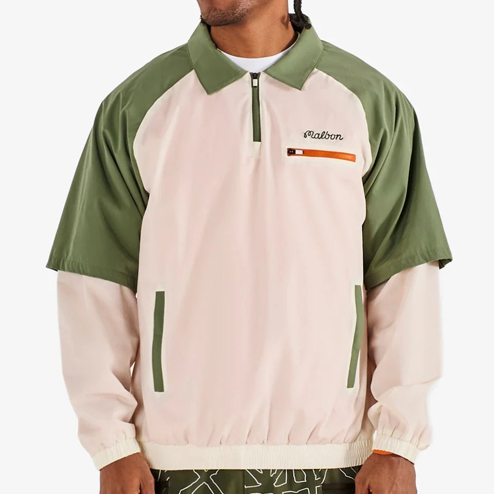 Malbon Golf Jacket - Marina Windshirt - Cream - Olivine SS26
