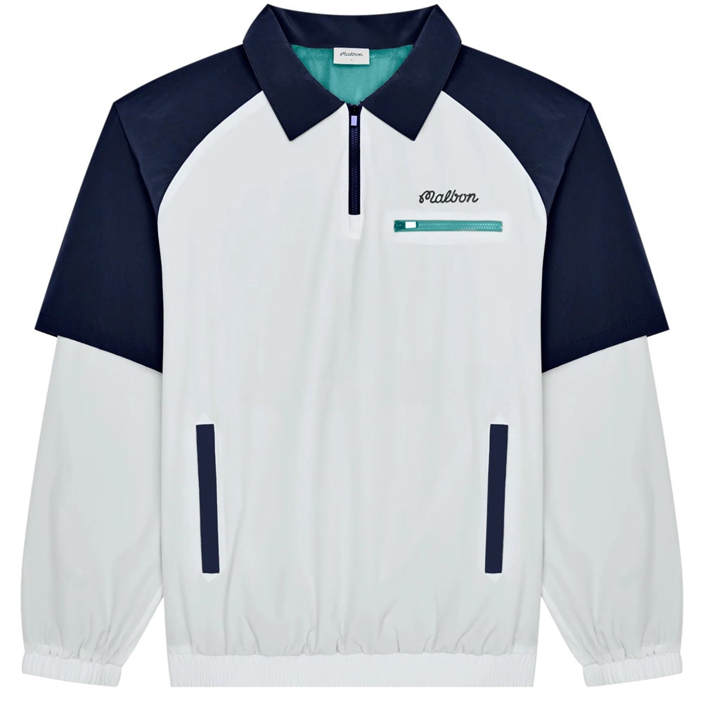 Malbon Golf Jacket - Marina Windshirt - White - Midnight SS26