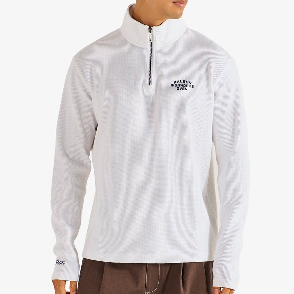 Malbon Golf Pullover - Flyer Ironworks QZ - White FA26