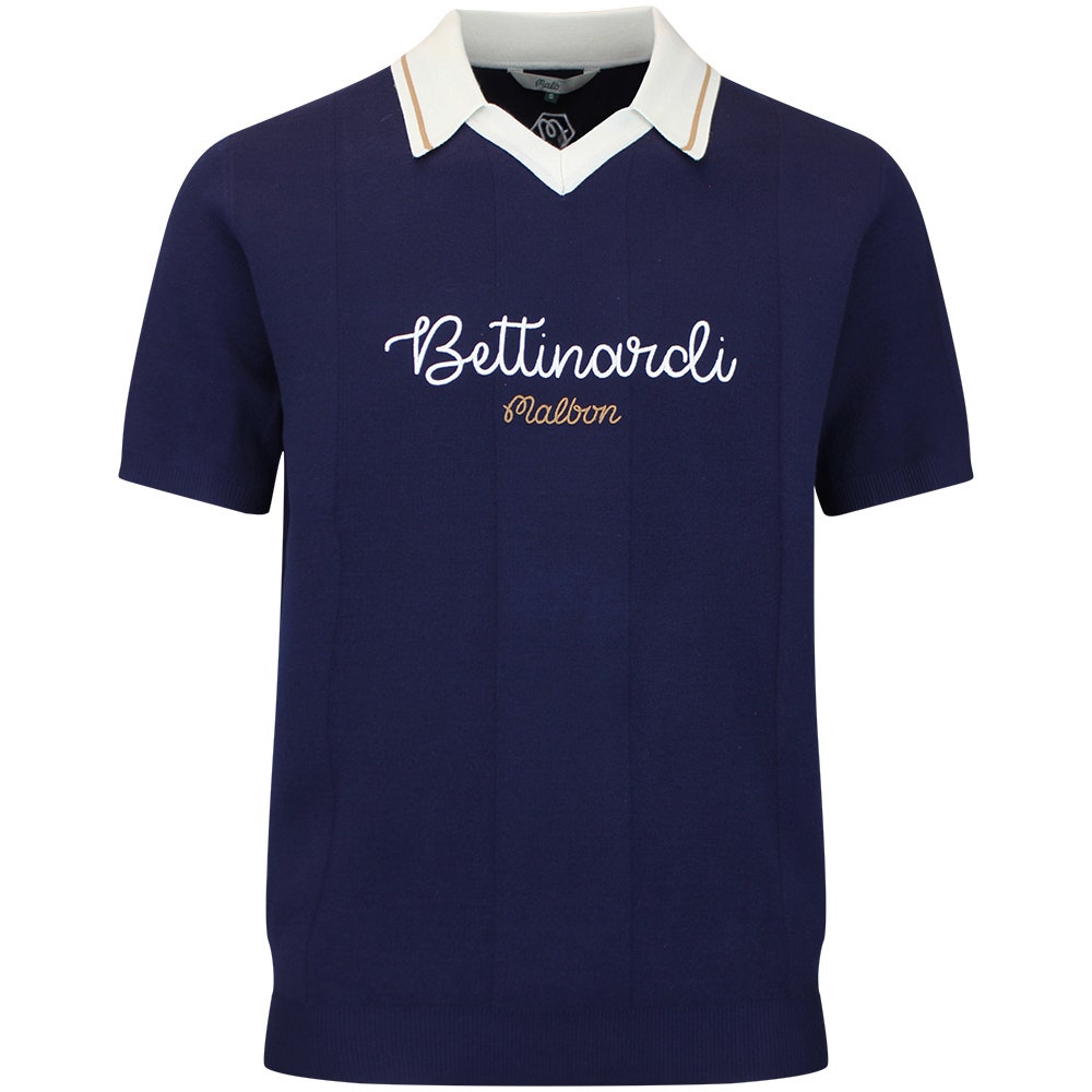 Malbon Golf Shirt - Bettinardi Knit Polo - Maritime Blue SU26