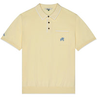 Malbon Golf Shirt - Blue Jay Knit Polo - Soft Yellow SS26