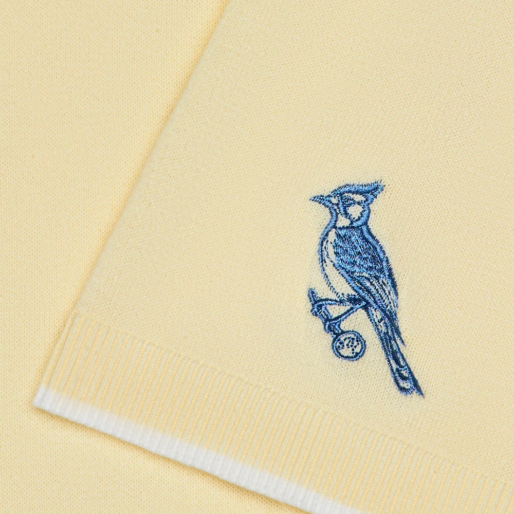 Malbon Golf Shirt - Blue Jay Knit Polo - Soft Yellow SS26