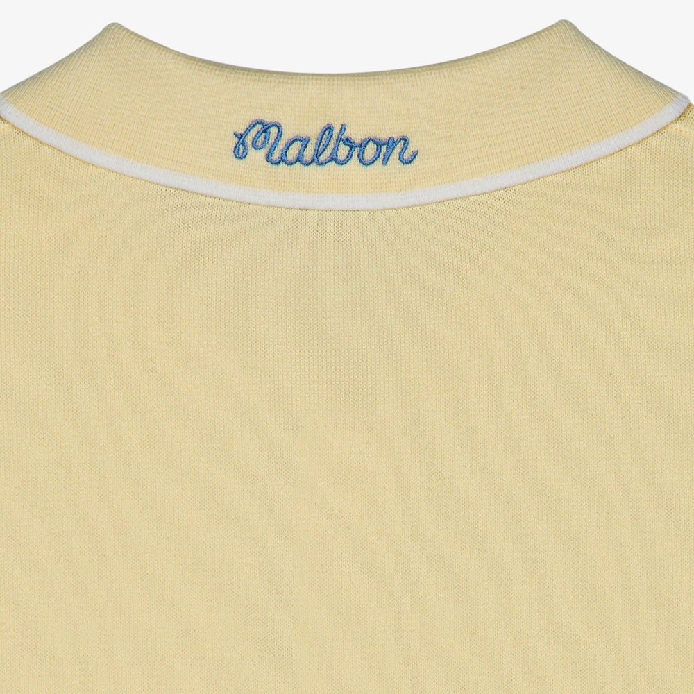 Malbon Golf Shirt - Blue Jay Knit Polo - Soft Yellow SS26