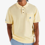Malbon Golf Shirt - Blue Jay Knit Polo - Soft Yellow SS26