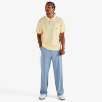 Malbon Golf Shirt - Blue Jay Knit Polo - Soft Yellow SS26