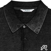 Malbon Golf Shirt - Brickwork Knit Polo - Black FA26