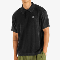 Malbon Golf Shirt - Brickwork Knit Polo - Black FA26