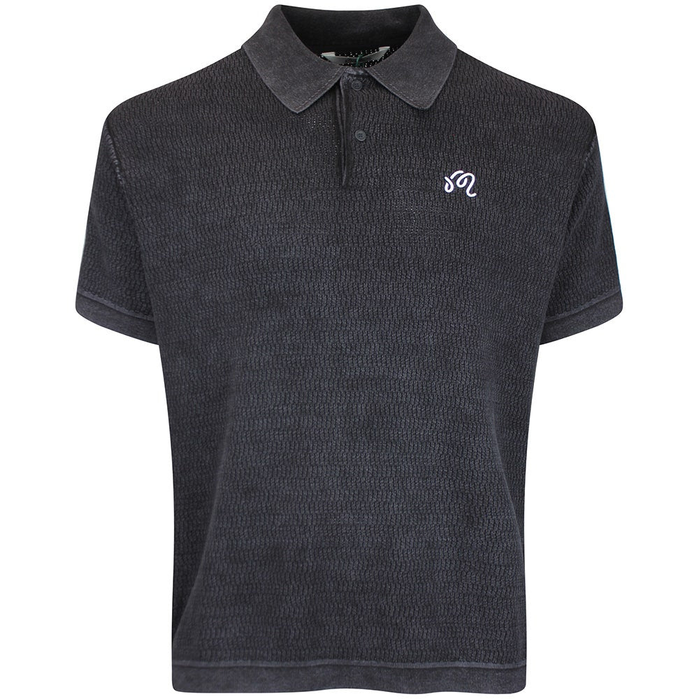 Malbon Golf Shirt - Brickwork Knit Polo - Black FA26