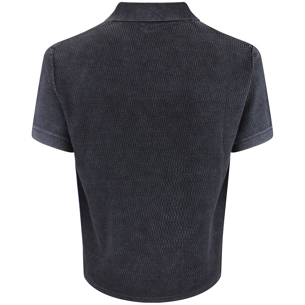 Malbon Golf Shirt - Brickwork Knit Polo - Black FA26