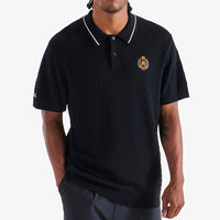 Malbon Golf Shirt - Crest Knit Polo - Black FA25