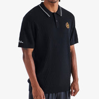 Malbon Golf Shirt - Crest Knit Polo - Black FA25