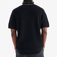 Malbon Golf Shirt - Crest Knit Polo - Black FA25